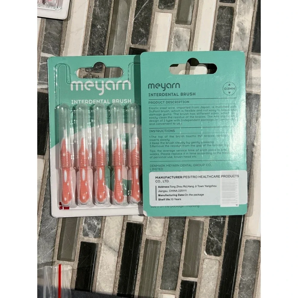 meyarn Interdental Brush for Braces Toothpick 50Count 0.8MM Pink‎